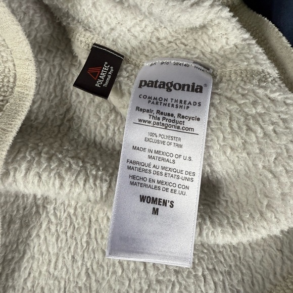 Patagonia Womens Cream Re-Tool Snap T Fleece Pullover Size Medium Sweater READ* - Picture 4 of 8